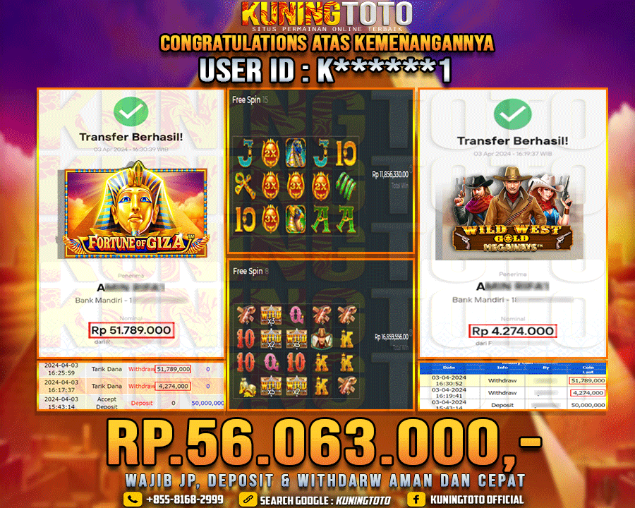 Bukti JP Slot Kuning toto 03 April 2024 Fortune of Giza