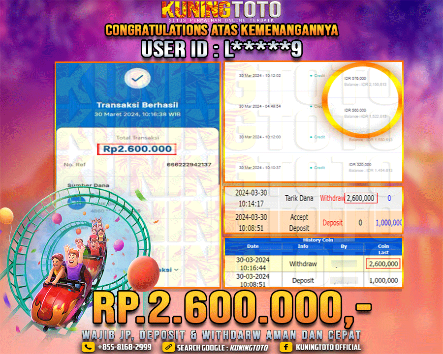 Bukti JP Slot Kuning toto 30 Maret 2024 Wild Coaster 