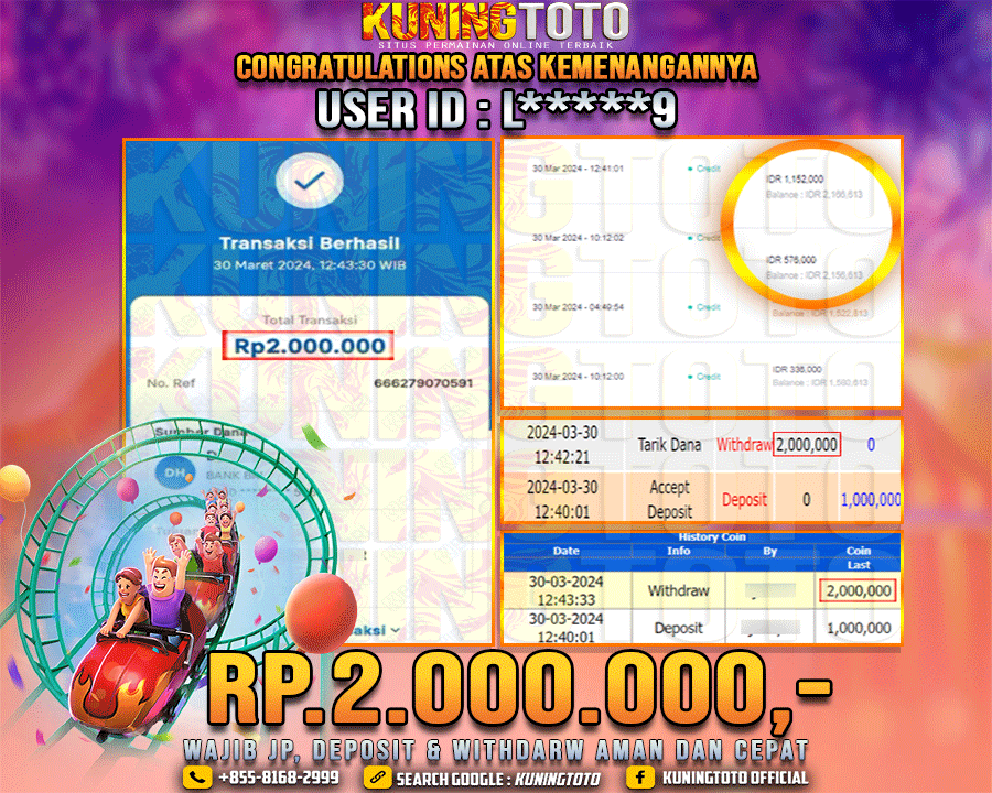 Bukti JP Slot Kuning toto 30 Maret 2024 Wild Coaster