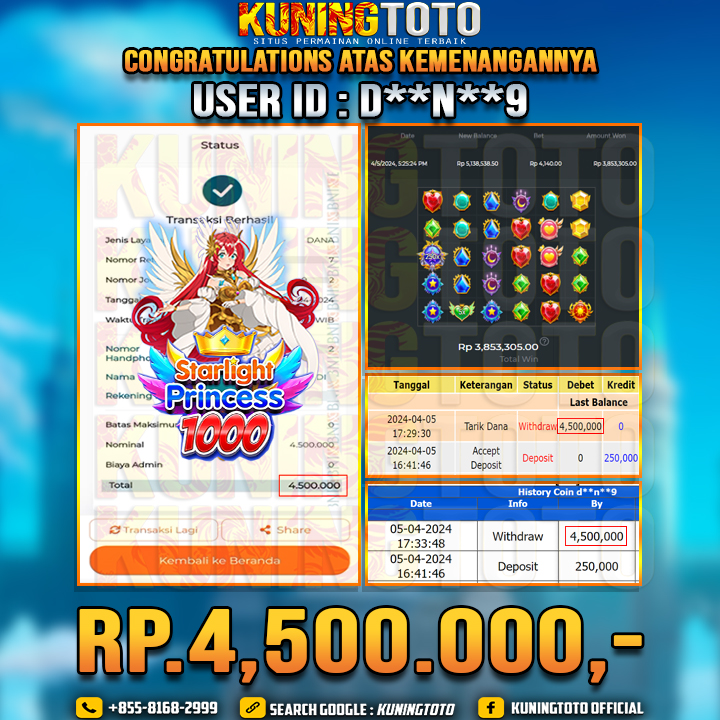 Bukti JP Slot Kuning toto 05 April 2024 Starlight Princess x1000