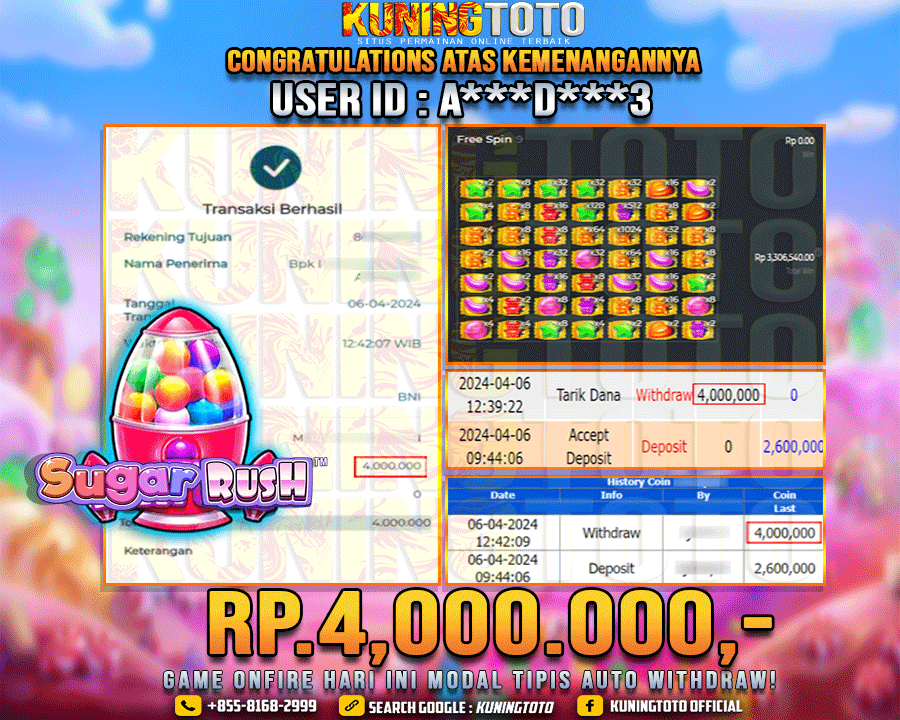 Bukti JP Slot Kuning toto 06 April 2024 Sugar Rush