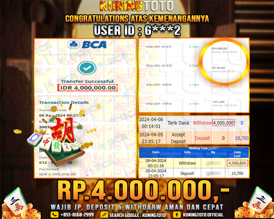 Bukti JP Slot Kuning toto 06 April 2024 Mahjong ways 1