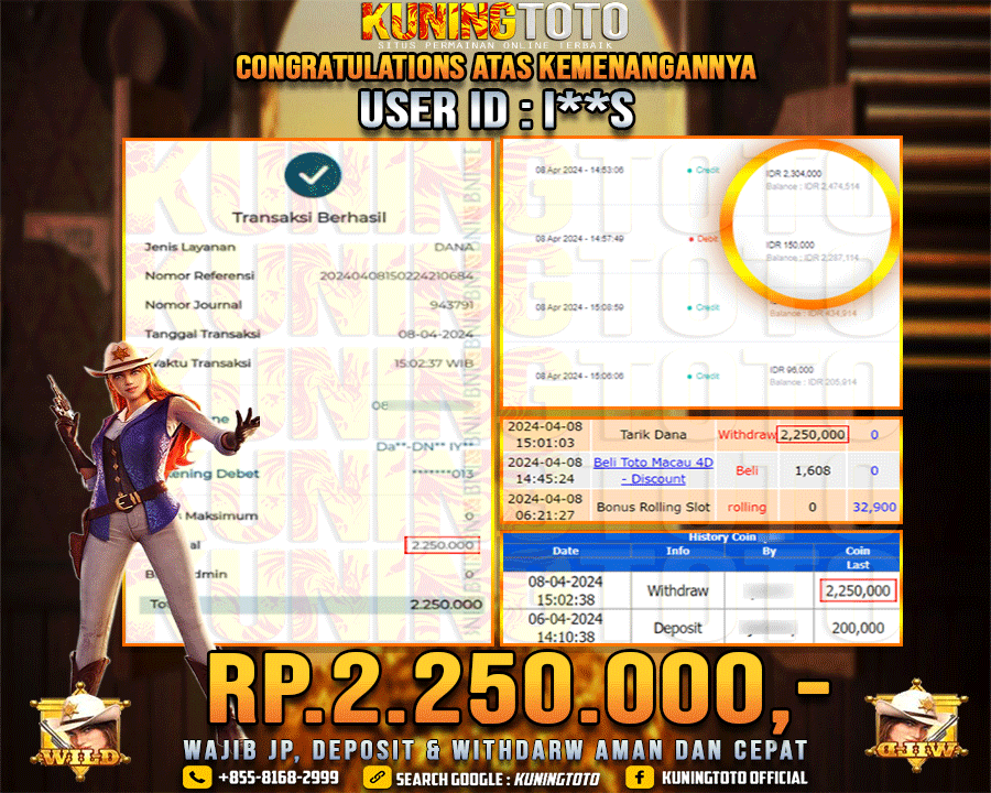 Bukti JP Slot Kuning toto 08 April 2024 Wild Bounty Showdown