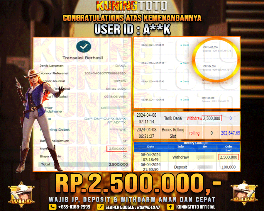 Bukti JP Slot Kuning toto 08 April 2024 Wild Bounty Showdown