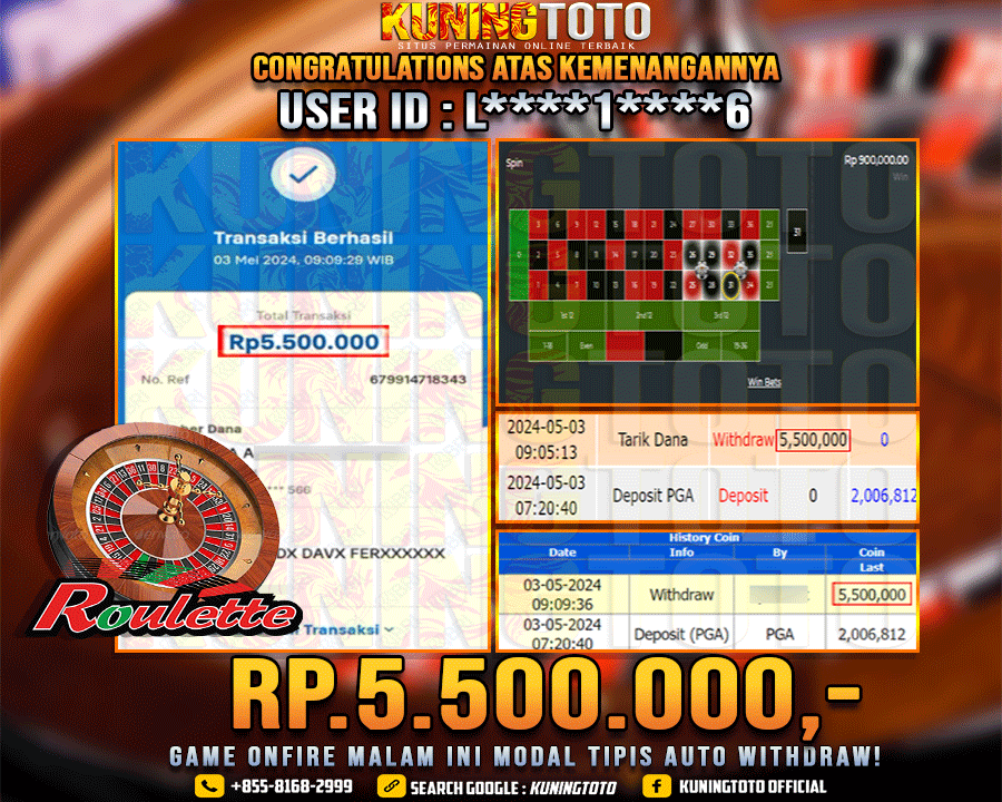 Bukti JP Live casino Kuning toto 03 May 2024 Roulette