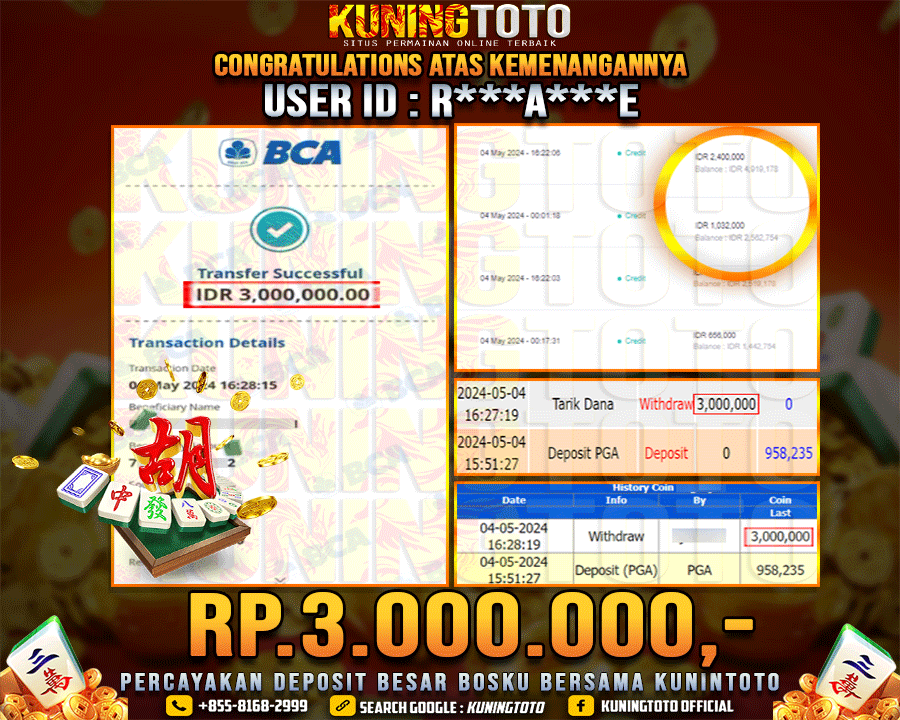 Bukti JP Slot Kuning toto 04 May 2024 Mahjong ways 1