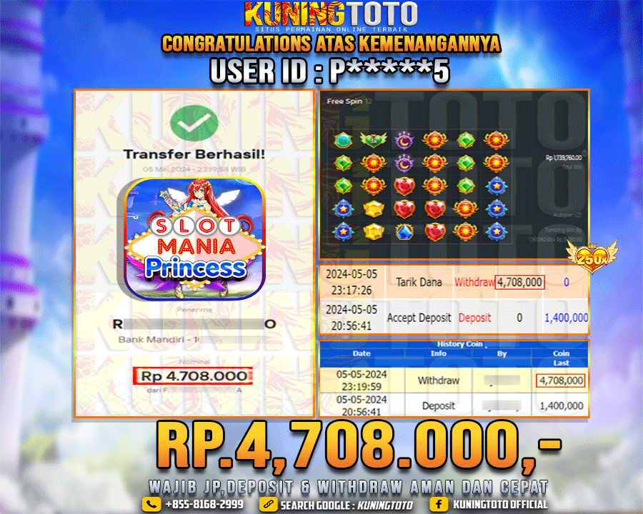 Bukti JP Slot Kuning toto 05 May 2024 Slot Mania Princess