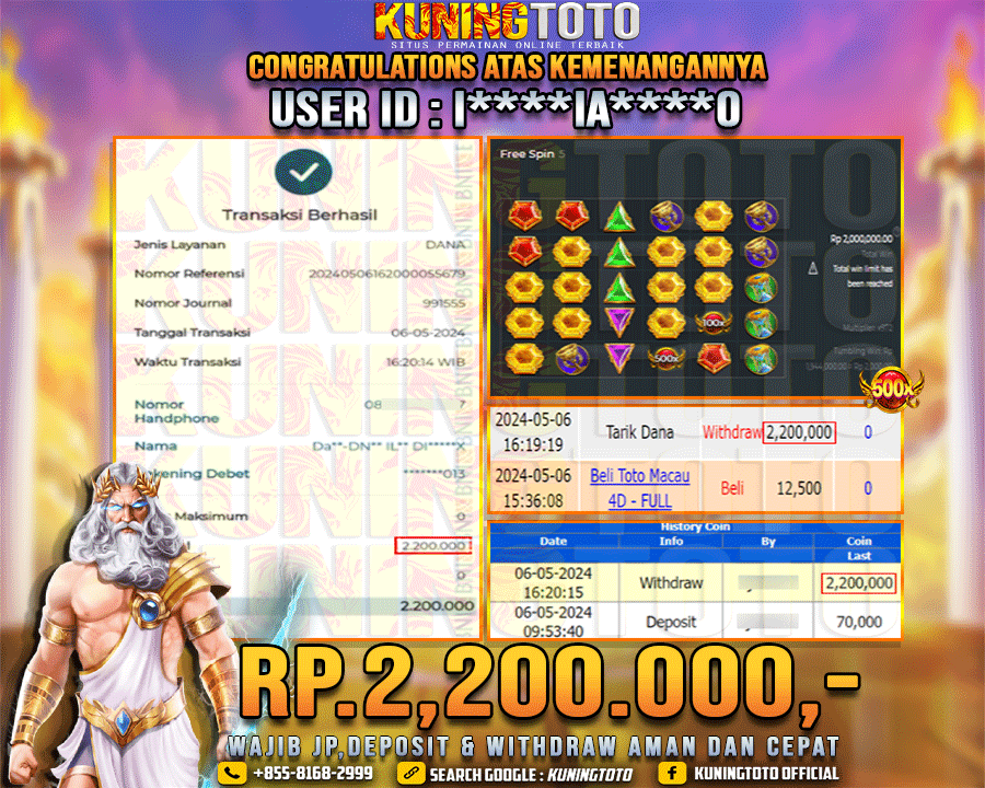 Bukti JP Slot Kuning toto 06 May 2024 Gate of OLympus