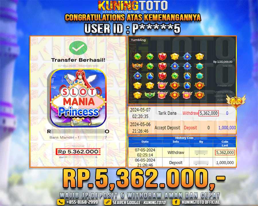 Bukti JP Slot Kuning toto 07 May 2024 Slot Mania Princess