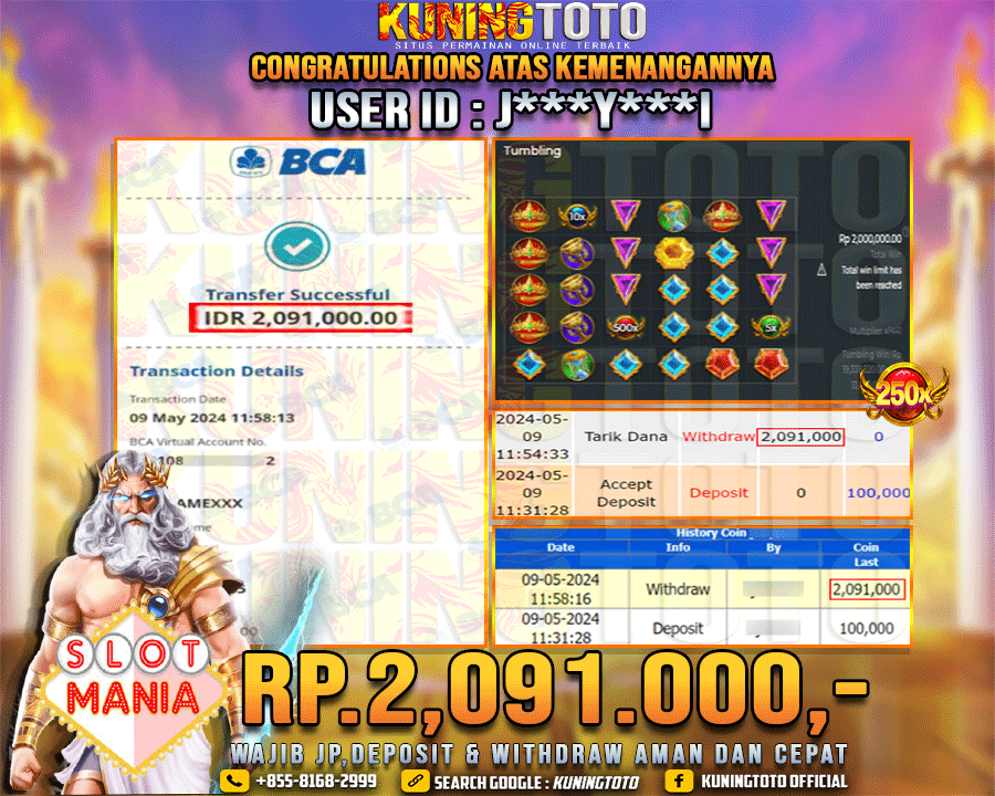 Bukti JP Slot Kuning toto 09 May 2024 Slot Mania Olympus