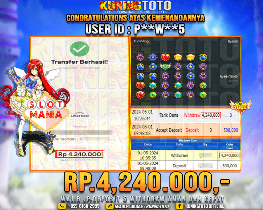 Bukti JP Slot Kuning toto 01 May 2024 Slot Mania Princess