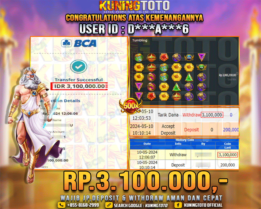 Bukti JP Slot Kuning toto 10 May 2024 Gate of Olympus