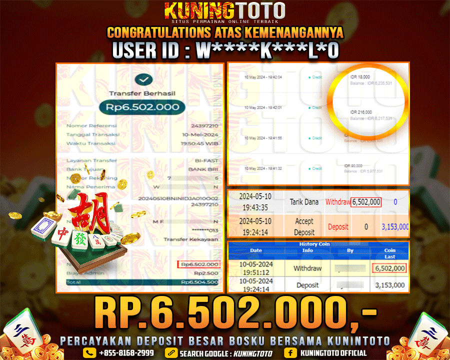 Bukti JP Slot Kuning toto 10 May 2024 Mahjong ways 1