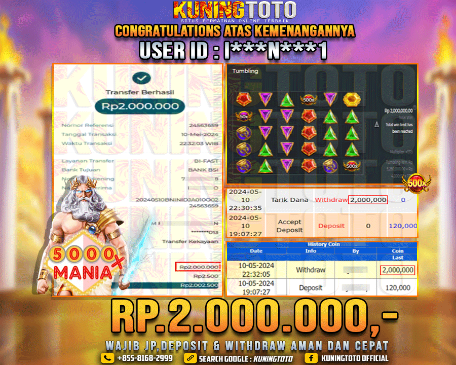 Bukti JP Slot Kuning toto 10 May 2024 5000x Mania