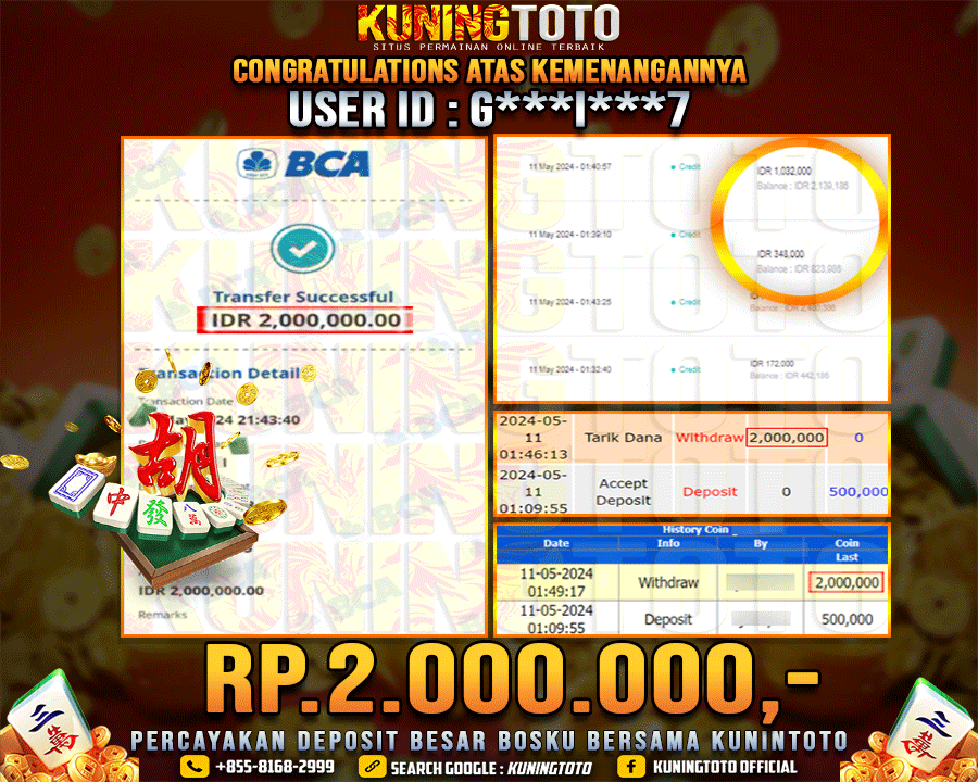 Bukti JP Slot Kuning toto 11 May 2024 Mahjong ways 1