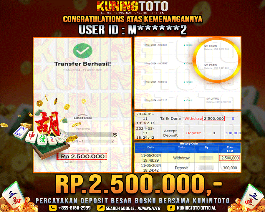 Bukti JP Slot Kuning toto 11 May 2024 Mahjong ways 1