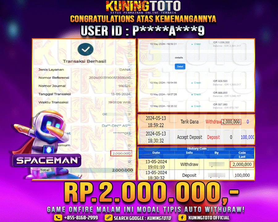 Bukti JP Slot Kuning toto 13 May 2024 Spaceman