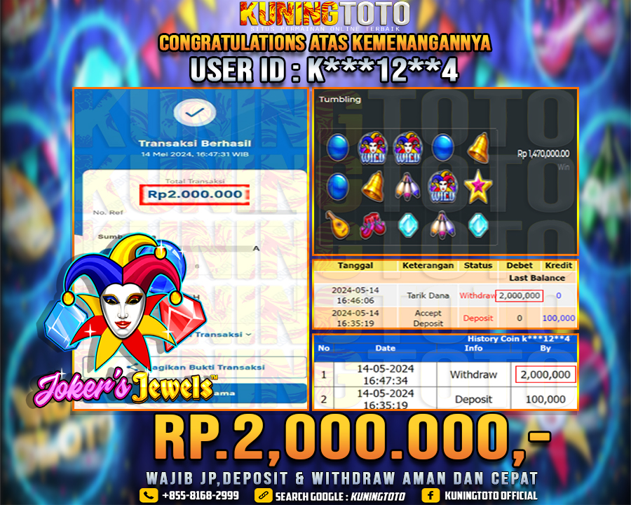 Bukti JP Slot Kuning toto 14 May 2024 Joker Jewels