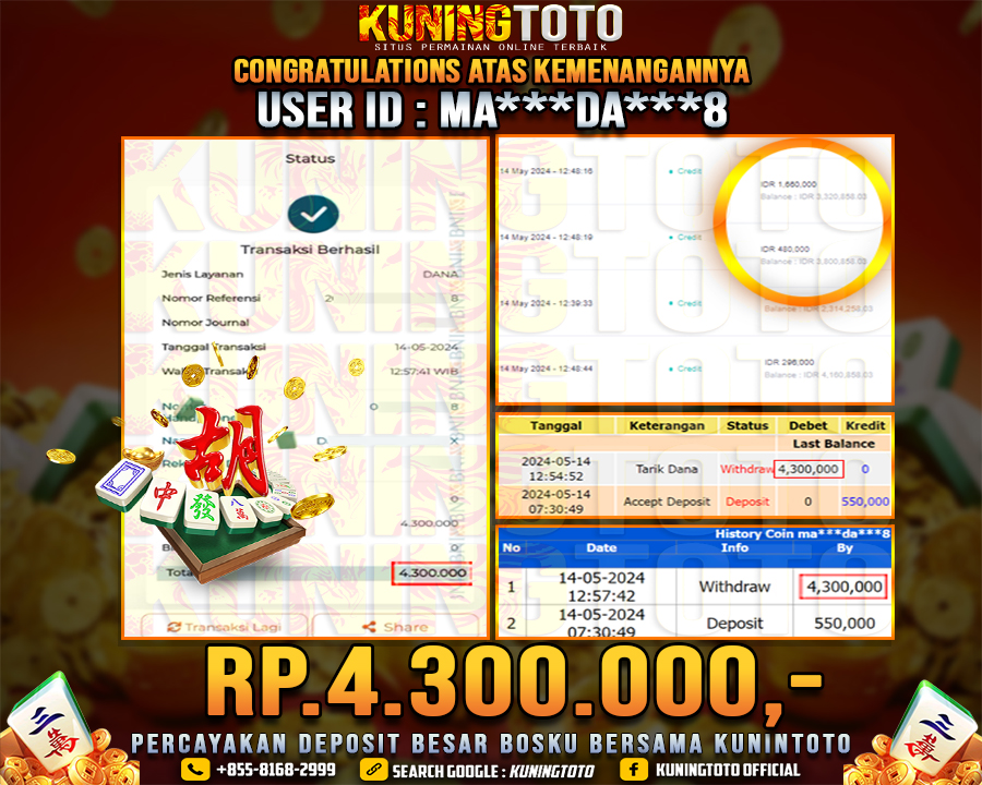 Bukti JP Slot Kuning toto 14 May 2024 Mahjong ways 1