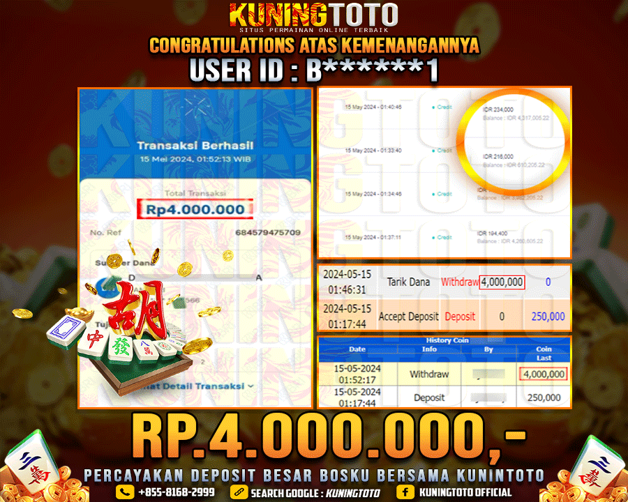 Bukti JP Slot Kuning toto 15 May 2024 Mahjong ways 1