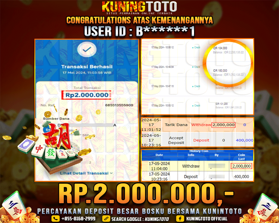 Bukti JP Slot Kuning toto 17 May 2024 Mahjong ways 1