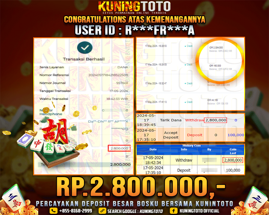 Bukti JP Slot Kuning toto 17 May 2024 Mahjong ways 1