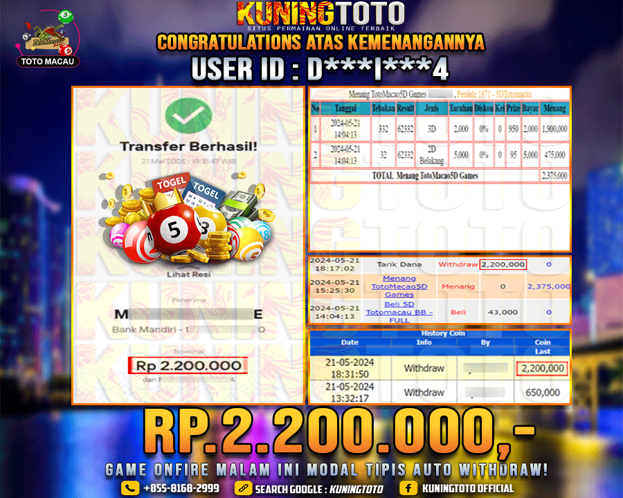 Bukti JP Togel KUNING TOTO 21 May 2024 TotoMacau 4D 3D 2D