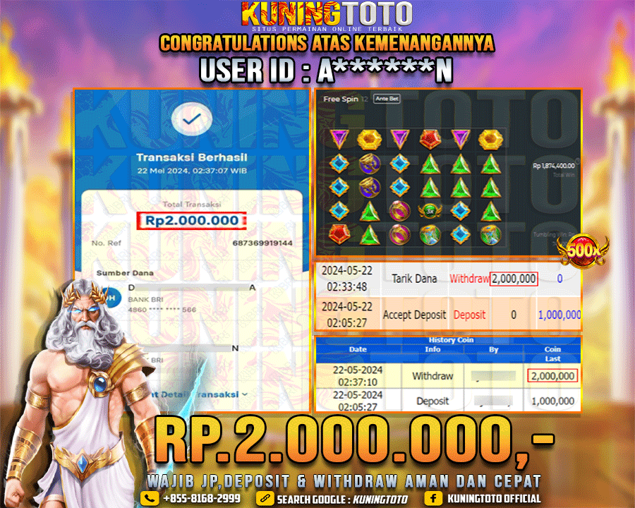 Bukti JP Slot Kuning toto 22 May 2024 Gate of Olympus