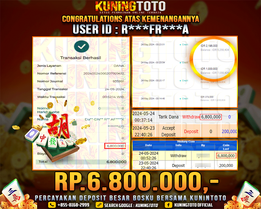 Bukti JP Slot Kuning toto 24 May 2024 Mahjong ways 1