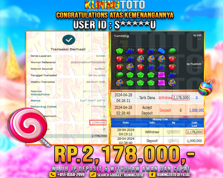 Bukti JP Slot Kuning toto 28 April 2024 Sweet Bonanza