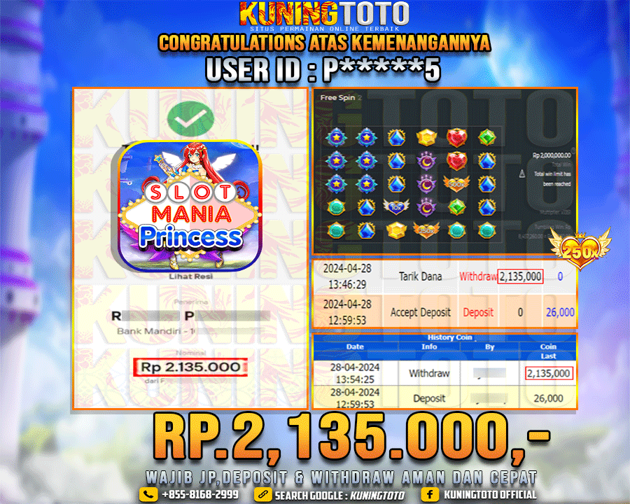 Bukti JP Slot Kuning toto 28 April 2024 Slot Mania Princess 