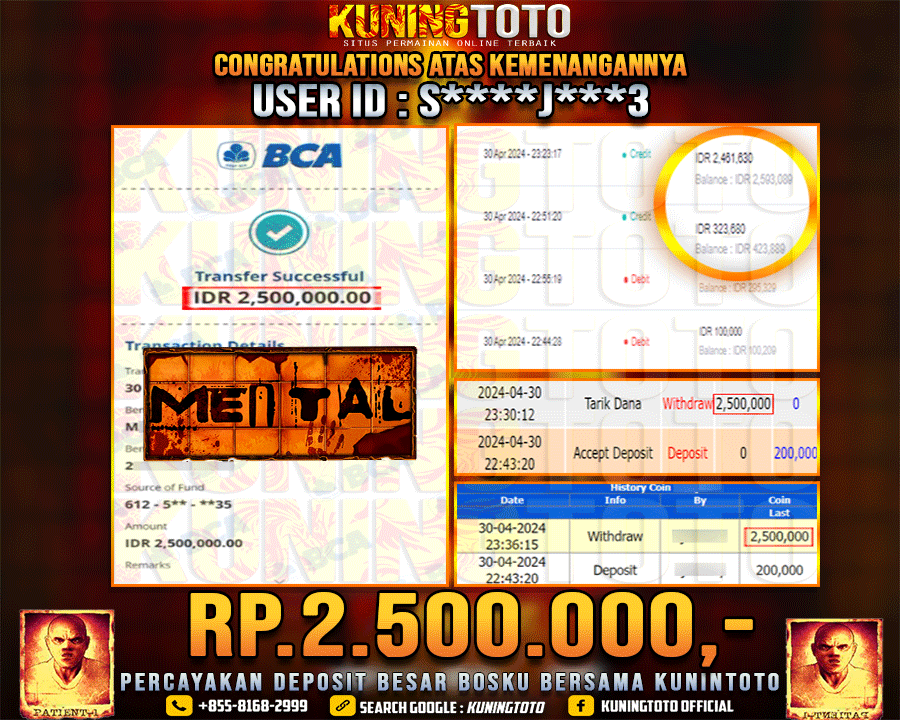 Bukti JP Slot Kuning toto 30 April 2024 Mental