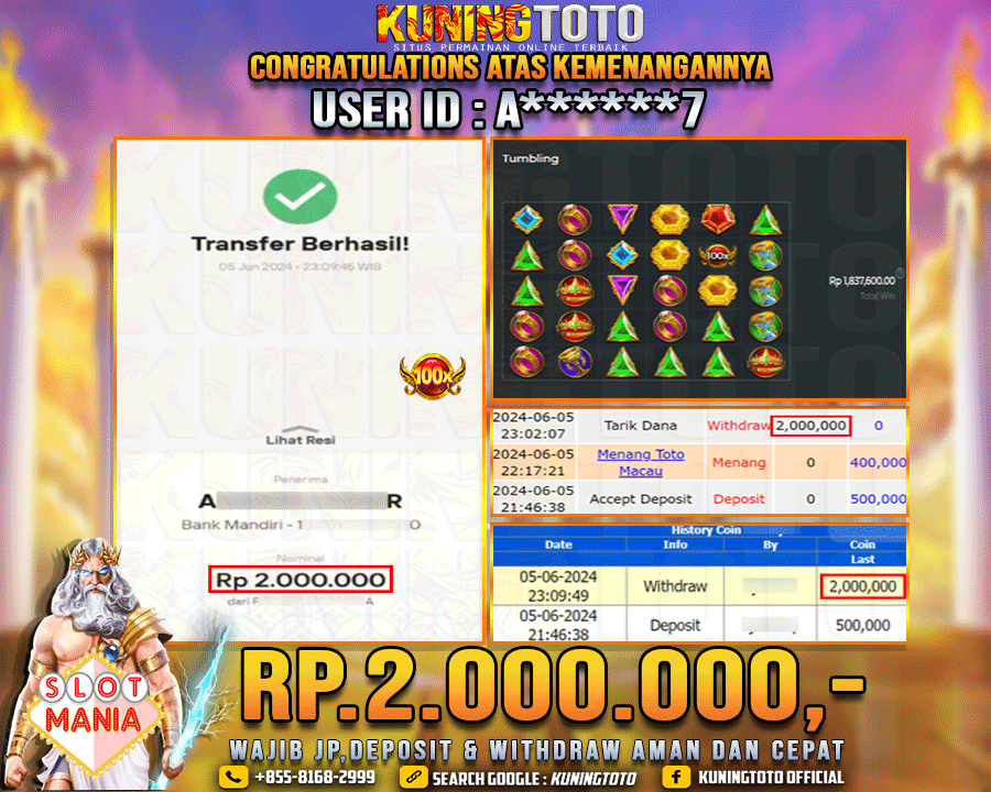 Bukti JP Slot Kuning toto 05 June 2024 Gate of Olympus Slot Mania