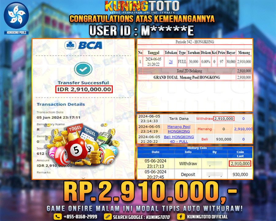 Bukti JP Togel KUNING TOTO 05 June 2024 Hongkong 2D