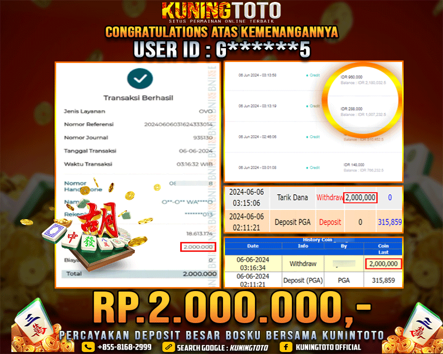 Bukti JP Slot Kuning toto 06 June 2024 Mahjong ways 1