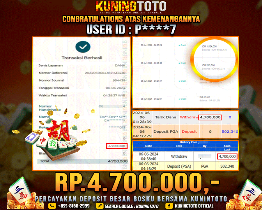 Bukti JP Slot Kuning toto 06 June 2024 Mahjong ways 1