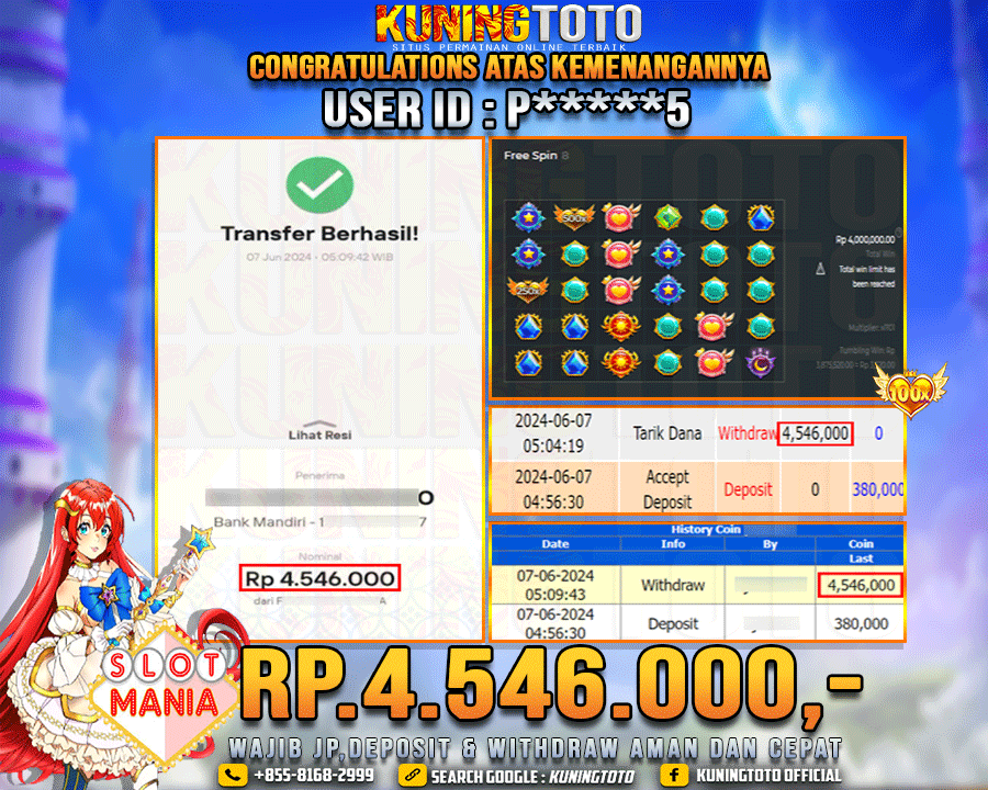 Bukti JP Slot Kuning toto 07 June 2024 Slot Mania Princess