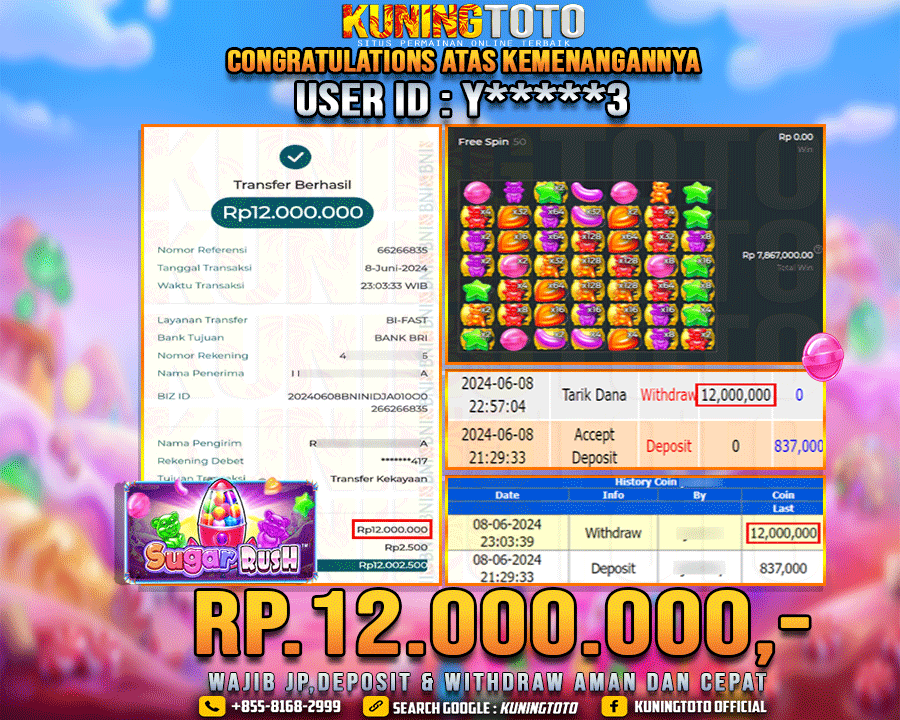 Bukti JP Slot Kuning toto 08 June 2024 Sugar rush 