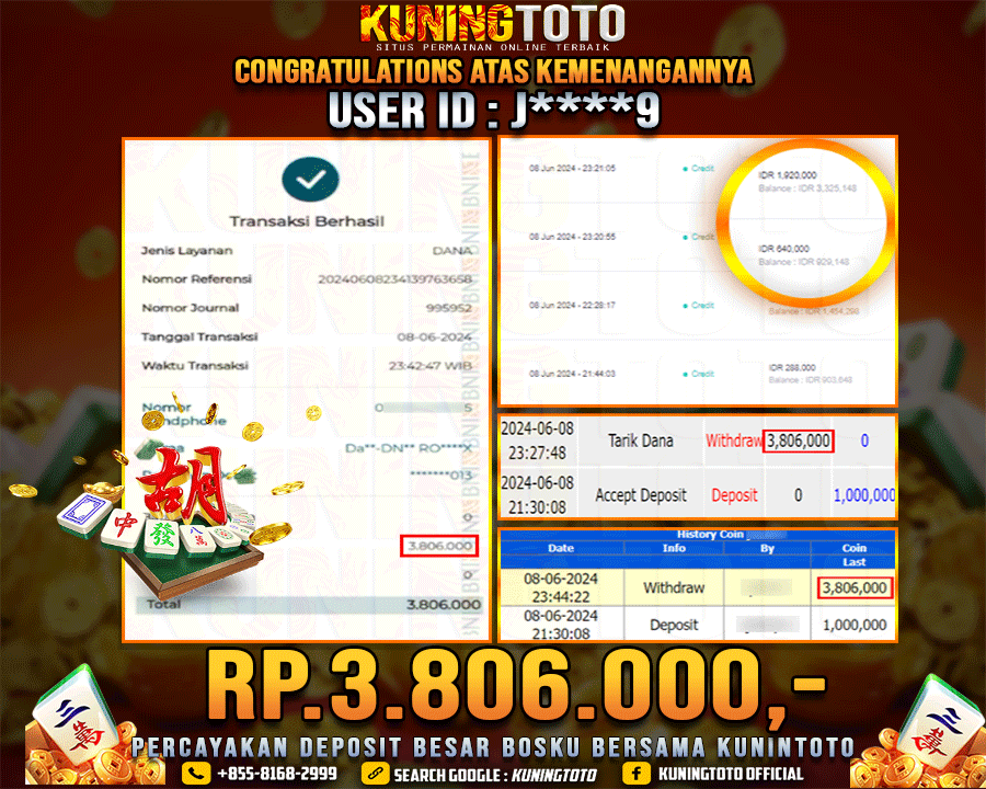 Bukti JP Slot Kuning toto 08 June 2024 Mahjong ways 1