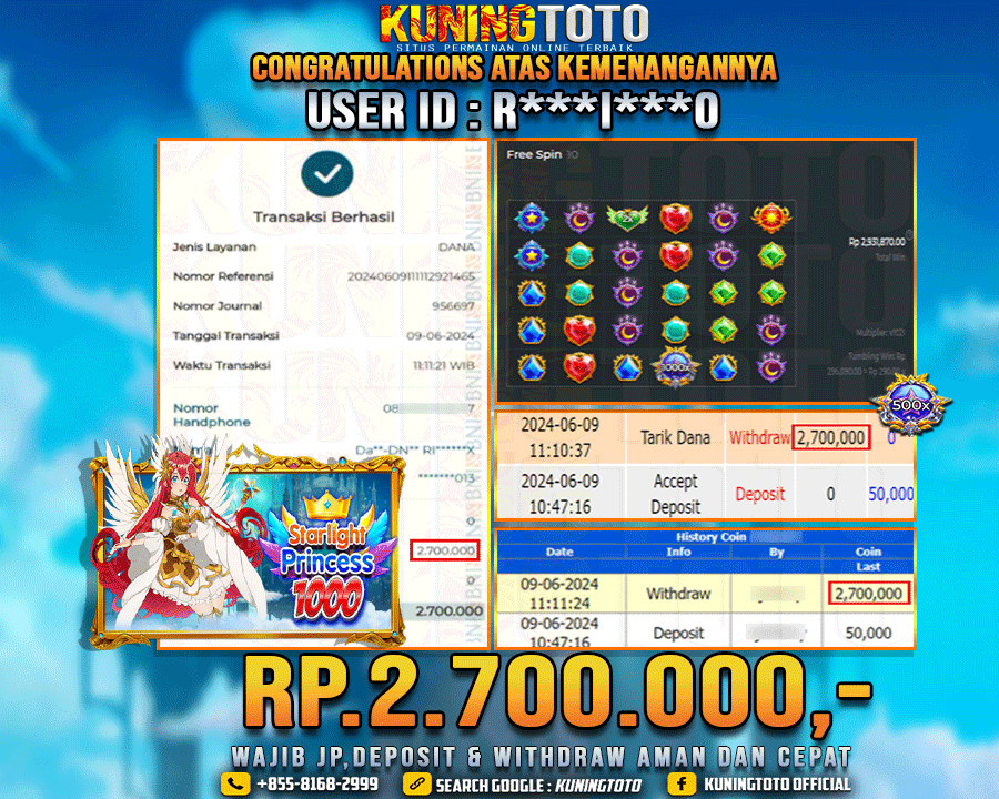 Bukti JP Slot Kuning toto 09 June 2024 Starlight Princess x1000