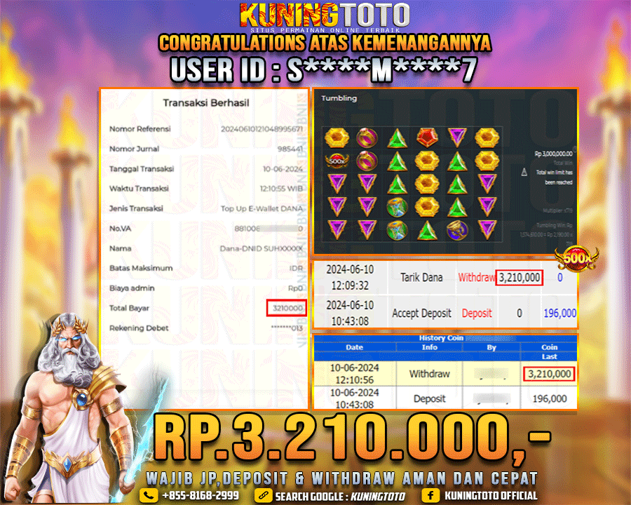 Bukti JP Slot Kuning toto 10 June 2024 Gate of Olympus