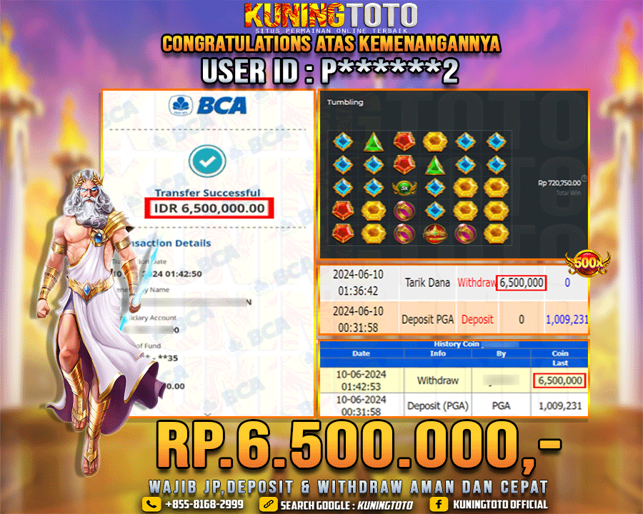 Bukti JP Slot Kuning toto 10 June 2024 Gate of Olympus