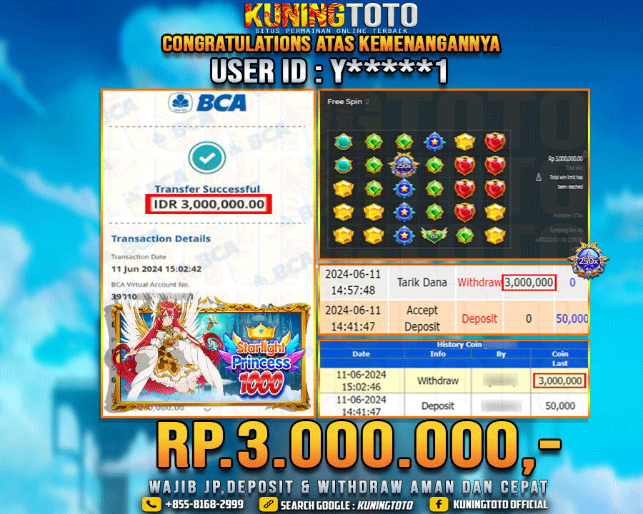 Bukti JP Slot Kuning toto 11 June 2024 Starlight Princess x1000