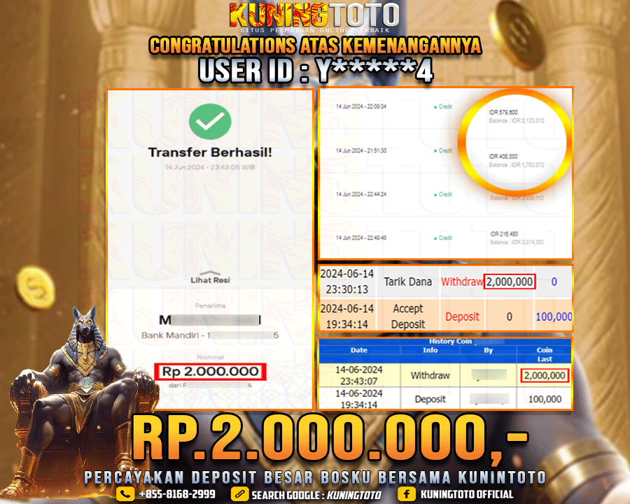 Bukti JP Slot Kuning toto 14 June 2024 Anubis Wrath