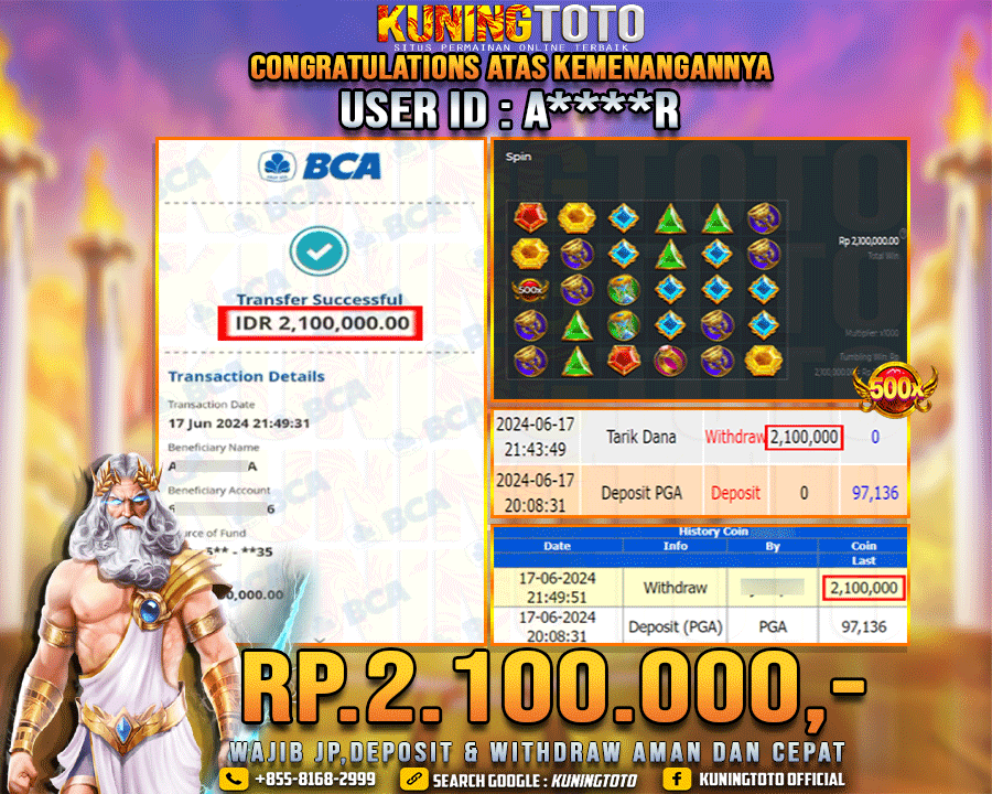 Bukti JP Slot Kuning toto 17 June 2024 Gate of Olympus