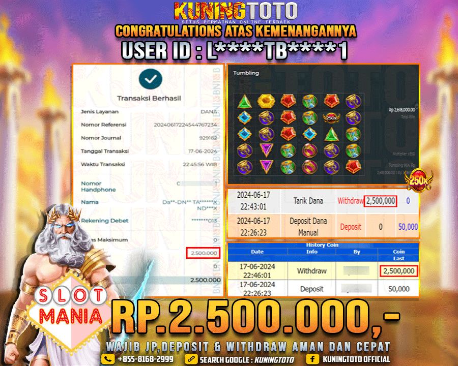 Bukti JP Slot Kuning toto 17 June 2024 Gate of Olympus Slot Mania