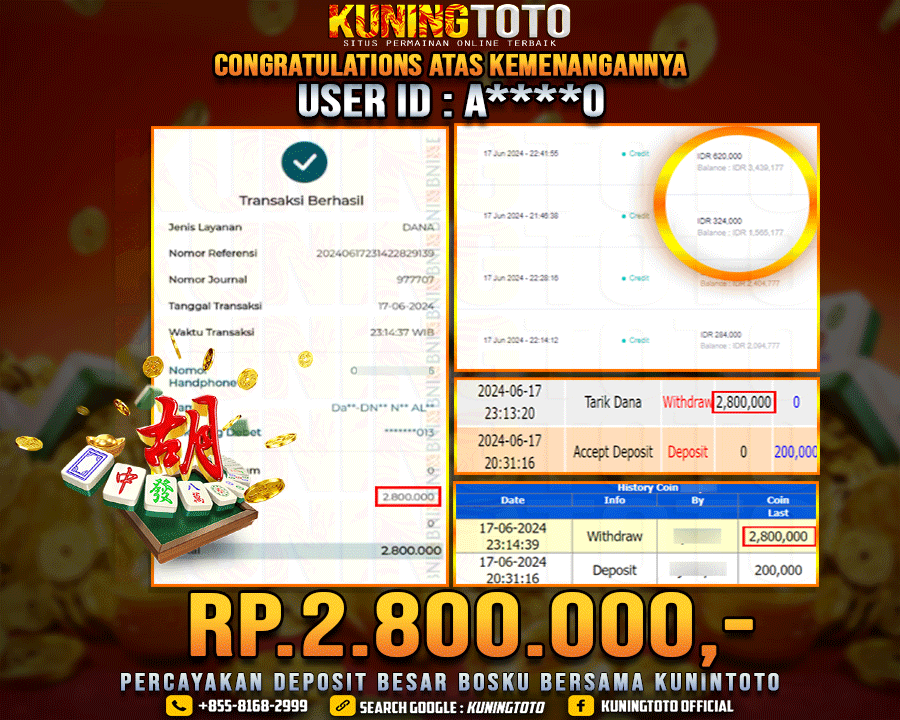 Bukti JP Slot Kuning toto 17 June 2024 Mahjong ways 1