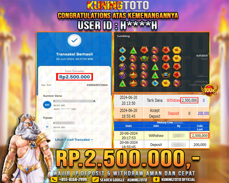 Bukti JP Slot Kuning toto 20 June 2024 Gate of Olympus