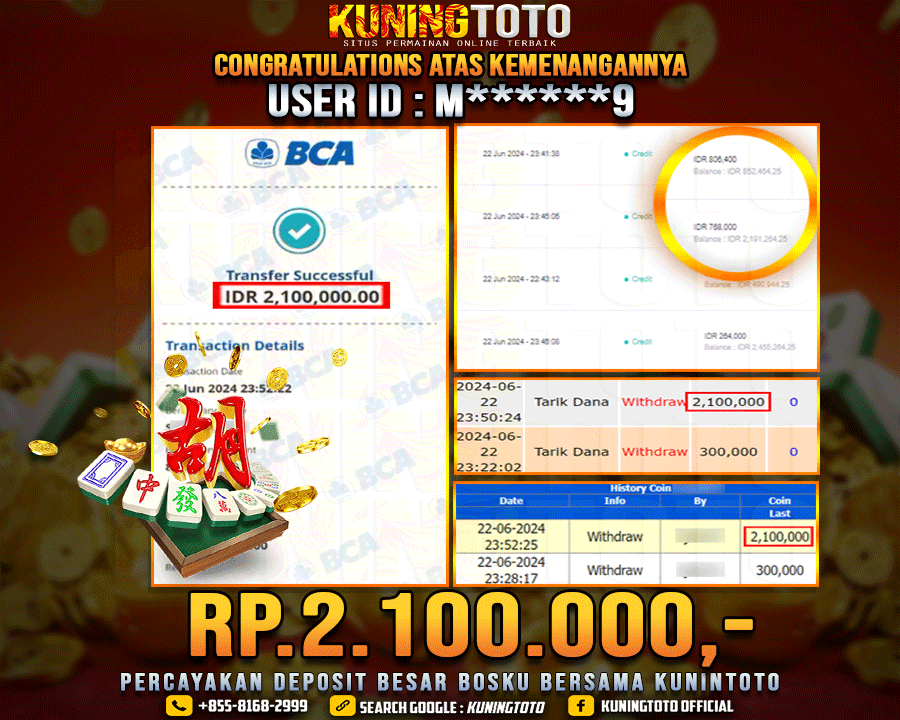 Bukti JP Slot Kuning toto 22 June 2024 Mahjong ways 1