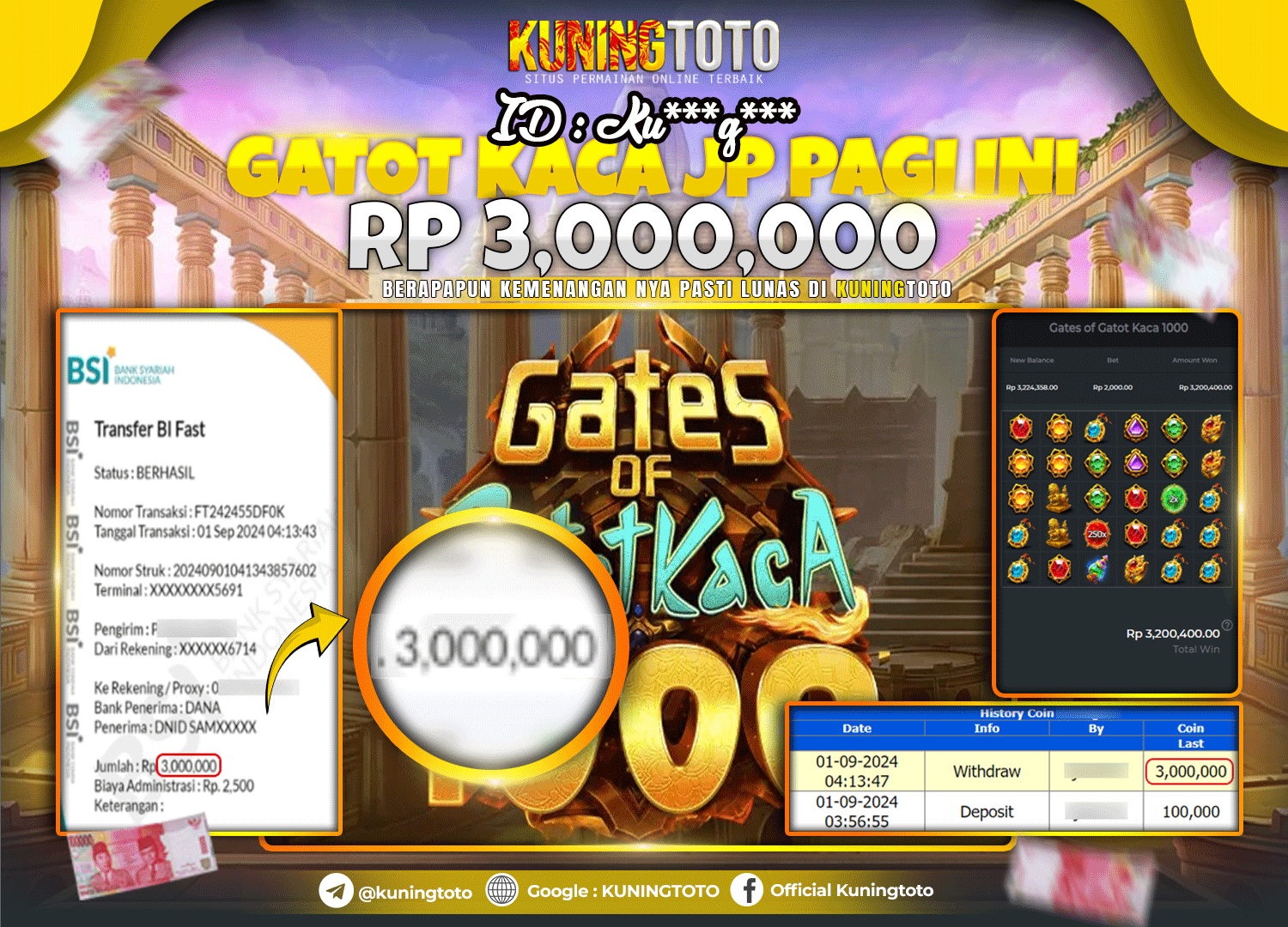 Bukti JP Slot Kuning toto 01 September 2024 Gates Of Gatot Kaca 1000